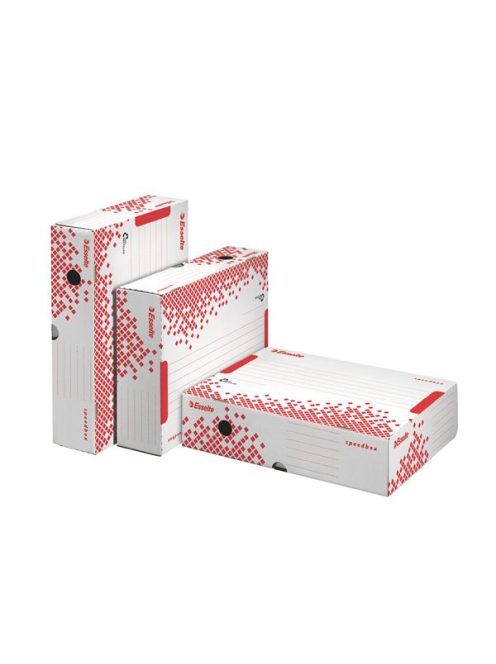 Archiválódoboz, A4, 80 mm, újrahasznosított karton, felfelé nyíló, ESSELTE "Speedbox", fehér (E623910)