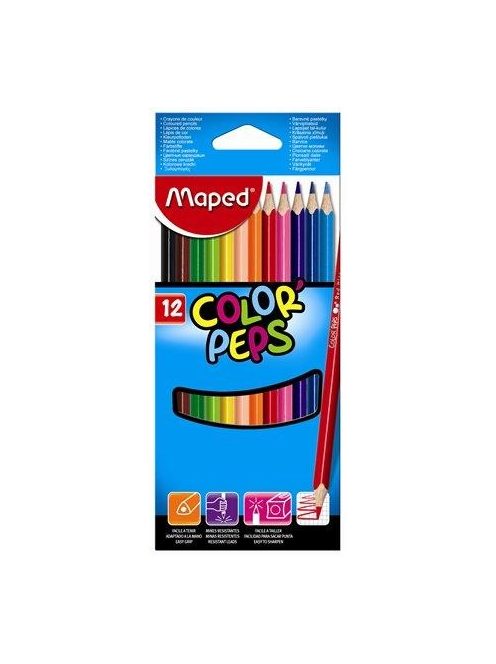 Színes ceruza készlet, háromszögletű, MAPED "Color'Peps Star", 12 különböző szín (IMA183212)