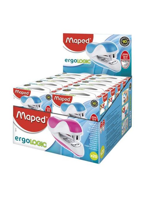 Tűzőgép, 24/6, 26/6, 15 lap, MAPED "Ergologic Mini", vegyes színek (IMA352111)