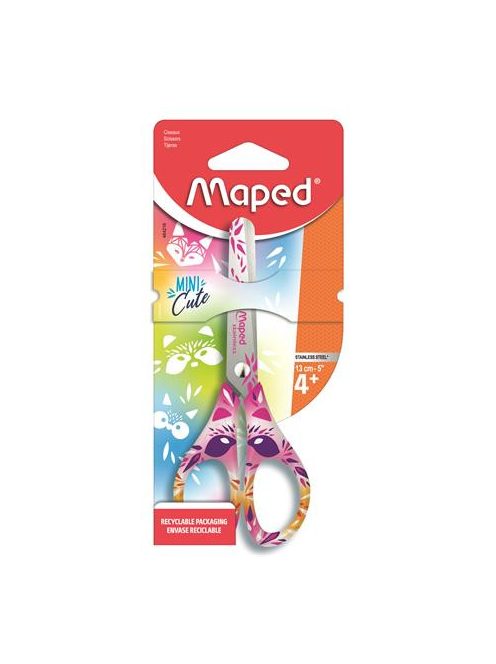 Olló, iskolai, 13 cm, MAPED "Mini Cute", vegyes színek (IMA464216)