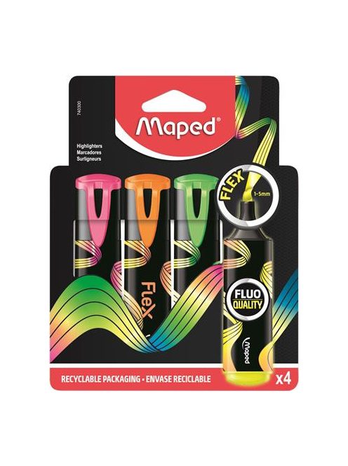 Szövegkiemelő készlet, 1-5 mm, MAPED "Fluo Peps Flex", 4 különböző szín (IMA740300)