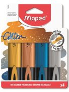 Szövegkiemelő készlet, 1-5 mm, MAPED "Glitter Fluo Peps", 4 különböző metálfényű szín (IMA742000)