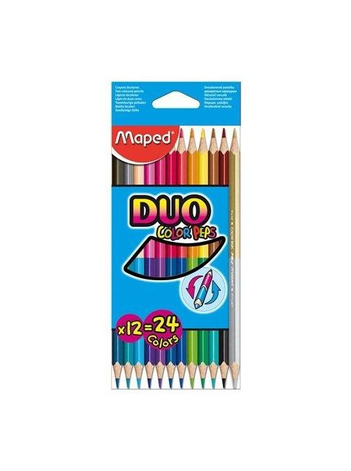 Színes ceruza készlet, kétvégű, háromszögletű, MAPED "Color'Peps Duo", 24 különböző szín (IMA829600)