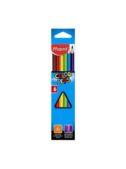 Színes ceruza készlet, háromszögletű, MAPED "Color'Peps Star", 6 különböző szín (IMA832002)