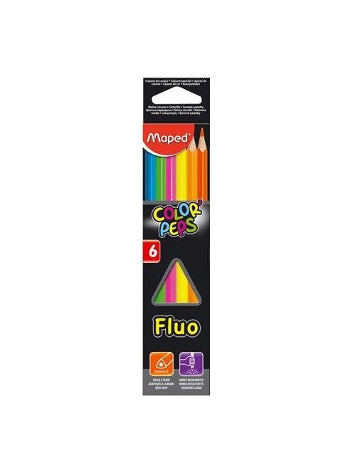 Színes ceruza készlet, háromszögletű, MAPED "Color'Peps Star Fluo", 6 különböző szín (IMA832003)