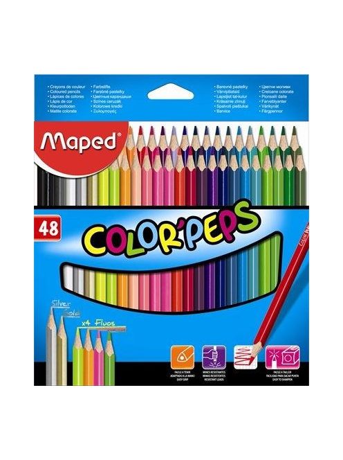 Színes ceruza készlet, háromszögletű, MAPED "Color'Peps Star", 48 különböző szín (IMA832048)