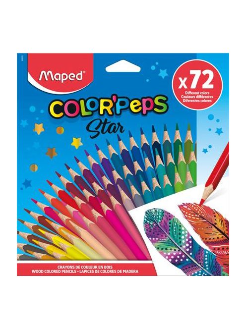 Színes ceruza készlet, háromszögletű, MAPED "Color'Peps Star", 72 különböző szín (IMA832072)