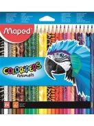 Színes ceruza készlet, háromszögletű, MAPED "Color'Peps Animal", 24 különböző szín (IMA832224)