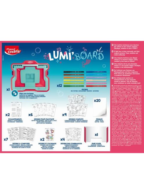 Kreatív készségfejlesztő rajzkészlet, MAPED CREATIV "Lumi Board Mermaid's World" (IMAC904101)