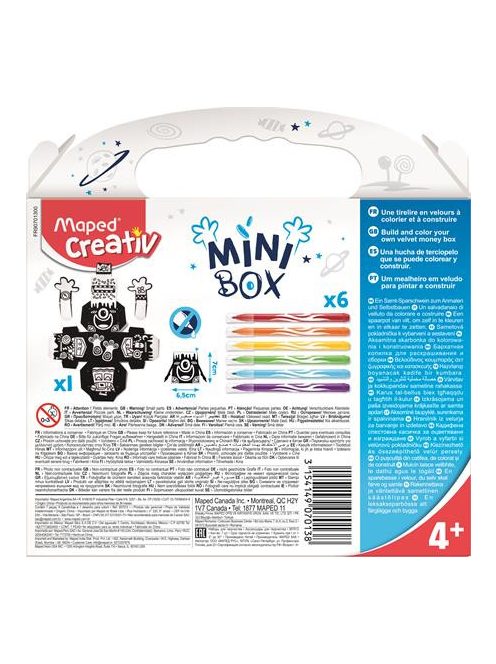 Pénzpersely készítő kreatív készségfejlesztő készlet, színezhető, MAPED CREATIV, "Mini Box" (IMAC907013)