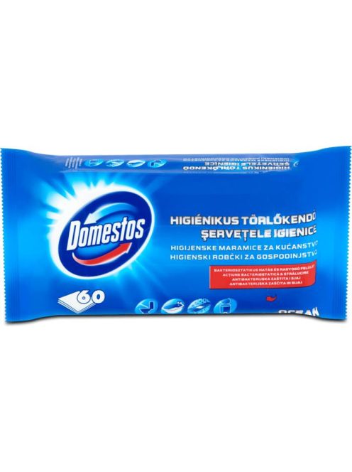 Nedves törlőkendő, 60 db, DOMESTOS "óceán" (KHT476)