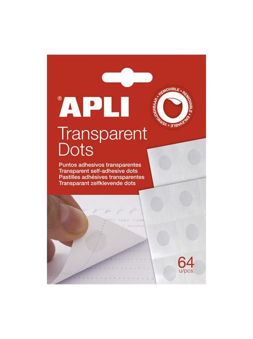 Ragasztókorong, eltávolítható, APLI "Transparent Dots", átlátszó (LCA12871)