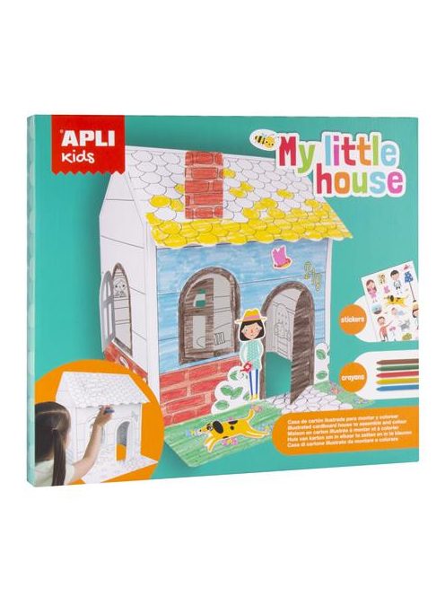 Színezhető karton babaház, matricákkal és zsírkrétákkal, APLI Kids "My little house" (LCA16716)