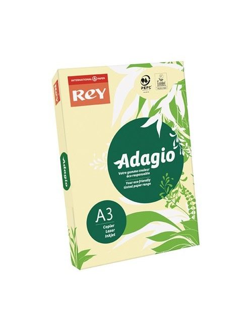 Fénymásolópapír, színes, A3, 80 g, REY "Adagio", pasztell sárga (LIPAD38PS)