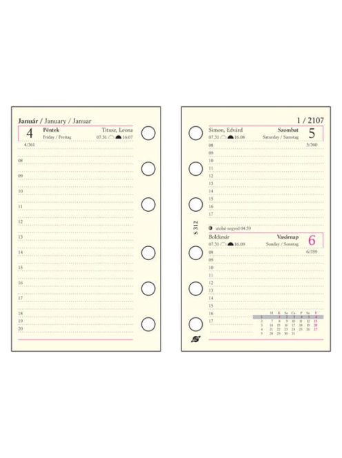 Kalendárium betét, tervező, napi, "S", SATURNUS, chamois 2024 (NKS312)
