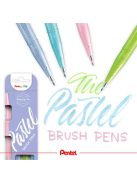 Kalligrafikus ecsetirón készlet, PENTEL "Brush Sign", 4 különböző pasztell szín (PENSES15P4)