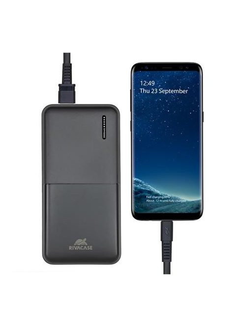 Hordozható akkumulátor, USB-A/USB-C, 20000mAh, 20W, QC/PD, RIVACASE "VA2572", fekete (RHAVA2572B)