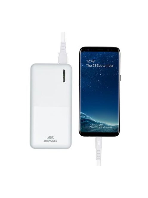 Hordozható akkumulátor, USB-A/USB-C, 20000mAh, 20W, QC/PD, RIVACASE "VA2572", fehér (RHAVA2572W)