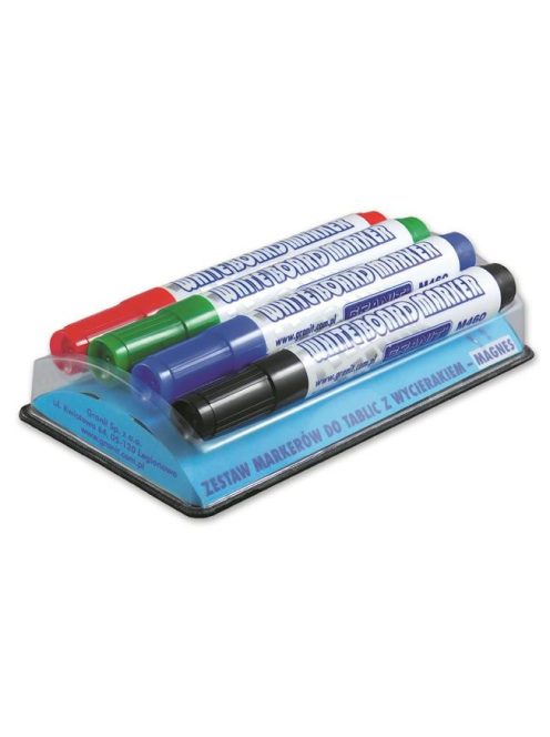Táblamarker készlet, 2-3 mm, kúpos, mágneses tolltartóval, GRANIT "M460", 4 különböző szín (TGM460)
