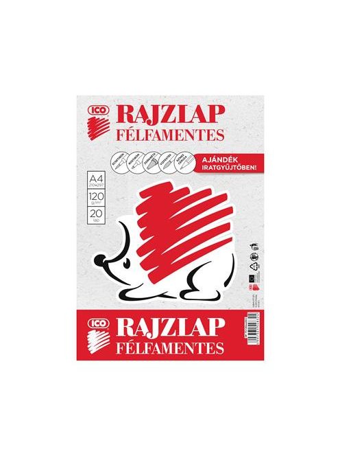 Rajzlap, félfamentes, A4, 120 g/m2, ICO "Süni" (TICRLFFMA4)