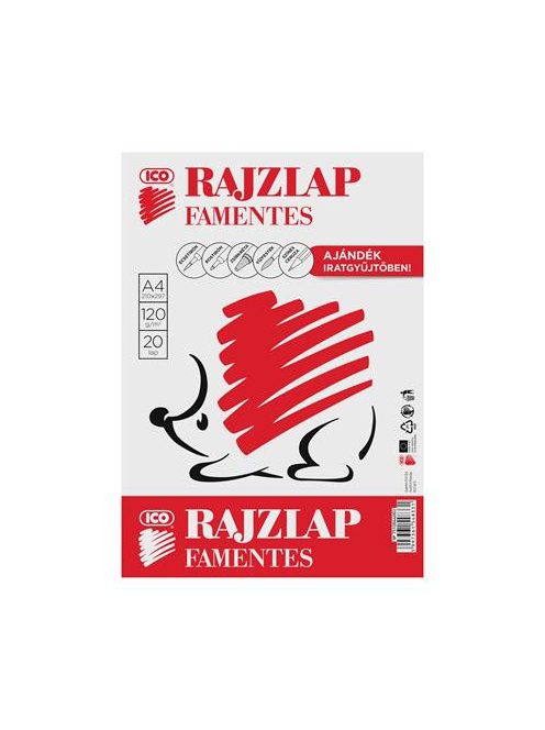 Rajzlap, famentes, A4, 120 g/m2, ICO "Süni" (TICRLFMA4)