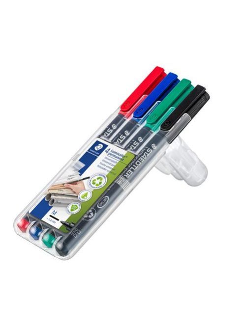 Alkoholos marker készlet, OHP, 1 mm, STAEDTLER "Lumocolor® 317 M", 4 különböző szín (TS317WP4)