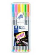 Tűfilc készlet, 0,3 mm, STAEDTLER "Triplus 334", 6 neon szín (TS334SB6CS3)