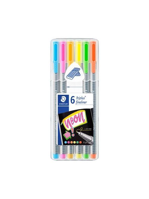 Tűfilc készlet, 0,3 mm, STAEDTLER "Triplus 334", 6 neon szín (TS334SB6CS3)