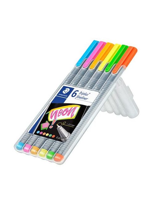 Tűfilc készlet, 0,3 mm, STAEDTLER "Triplus 334", 6 neon szín (TS334SB6CS3)