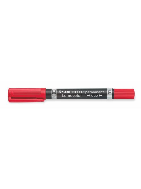 Alkoholos marker, 0,6/1,5 mm, kúpos, kétvégű, STAEDTLER "Lumocolor® duo 348", piros (TS3482)