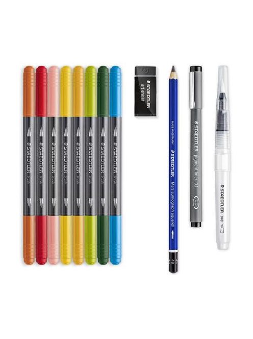 Ecsetirón készlet, kétvégű, STAEDTLER "Mixed Set 5", 8 különböző szín (TS6130011)