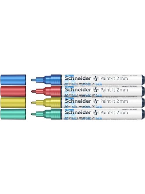 Metálfényű marker készlet, 2 mm, SCHNEIDER "Paint-It 011", 4 különböző szín (TSC011V42)