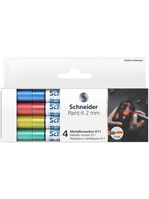 Metálfényű marker készlet, 2 mm, SCHNEIDER "Paint-It 011", 4 különböző szín (TSC011V42)