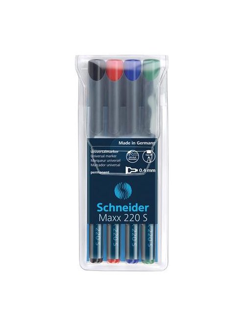 Alkoholos marker készlet, OHP, 0,4 mm, SCHNEIDER "Maxx 220 S", 4 különböző szín (TSC220V4)