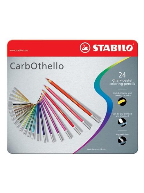 Pasztell ceruza készlet, kerek, fém doboz,  STABILO "CarbOthello", 24 különböző szín (TST14246)