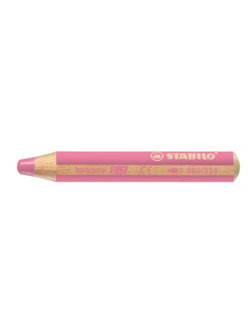 Színes ceruza, kerek, vastag, STABILO "Woody 3 in 1", rózsaszín (TST880334)
