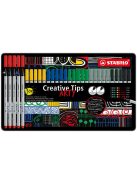 Tűfilc készlet, fém doboz, STABILO "Creative Tips ARTY", 6 különböző szín, 5 különböző vastagság (TST89306120)