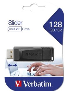   Pendrive, 128GB, USB 2.0, VERBATIM "Slider", fekete (UV128GSF)