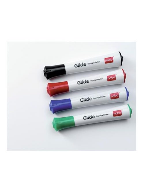 Tábla- és flipchart marker, 3 mm, kúpos, NOBO "Glide", 4 különböző szín (VN2096)
